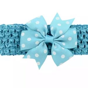 Turquoise Polka Dot Ribbon Bow With Elastic HairBand-Dual-use Hair Clip…